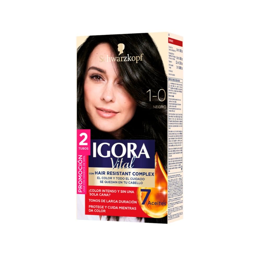 Tinte Igora Vital 1-0 Negro X 2 Tubos