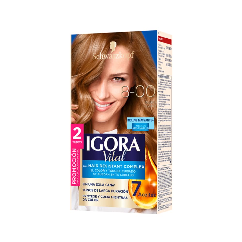 Tinte Igora Vital 8-00 Rubio Claro X 2 Tubos