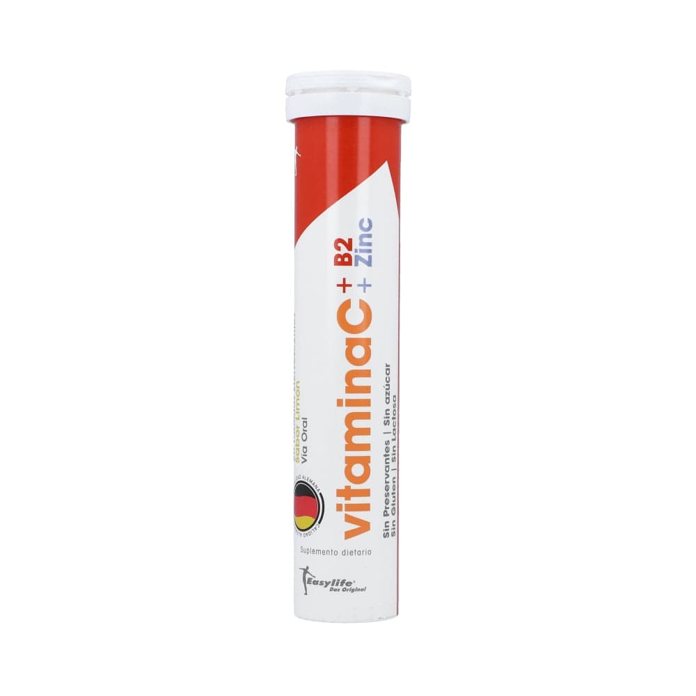 Vitamina C + B2 + Zinc Easylife Tubo X 20 Tabletas Efervescente Sabor Limon