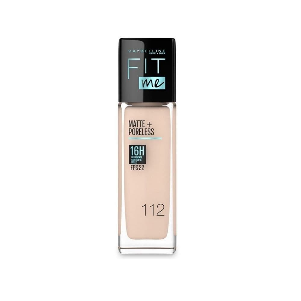 Base Líquida Maybelline Fit Me Matte + Poreless Acabado Mate Tono 112 Natural Ivory 30 Ml