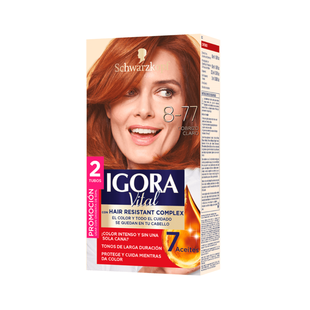 Tinte Igora Vital 8-77 Cobrizo Claro X 2 Tubos