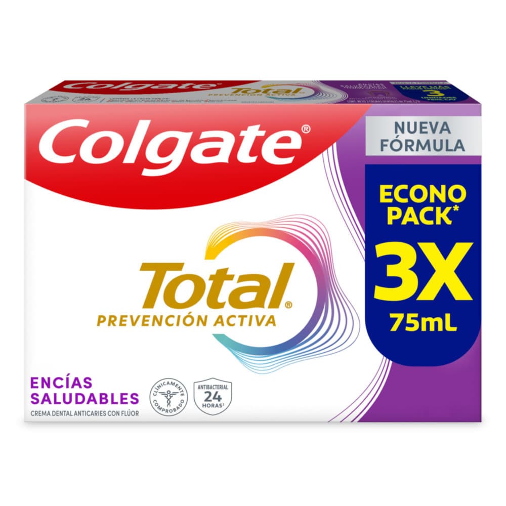 Crema Dental Colgate Total Encías Prevención Activa 3X75Ml