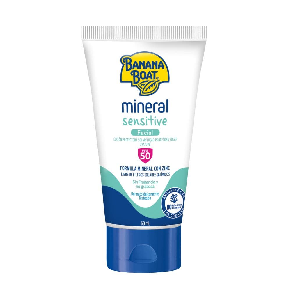 Locion Protectora Solar Banana Boat Mineral Sensitive Facial Spf50 Tub X 60Ml