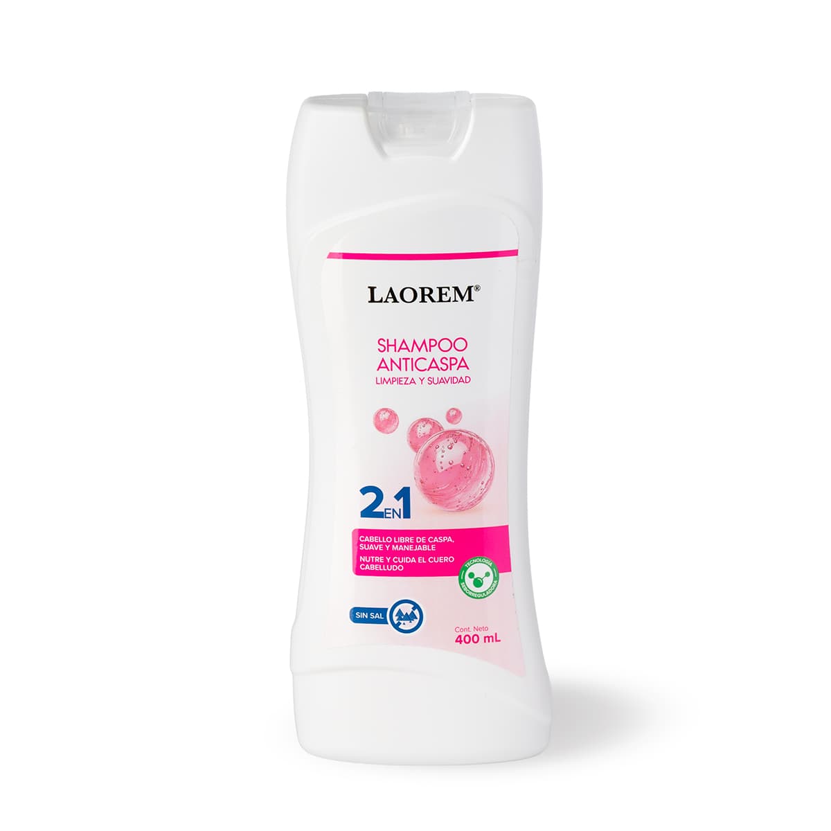 Shampoo Anticaspa Laorem Limpieza Y Suavidad 2 En 1 Fco 400Ml
