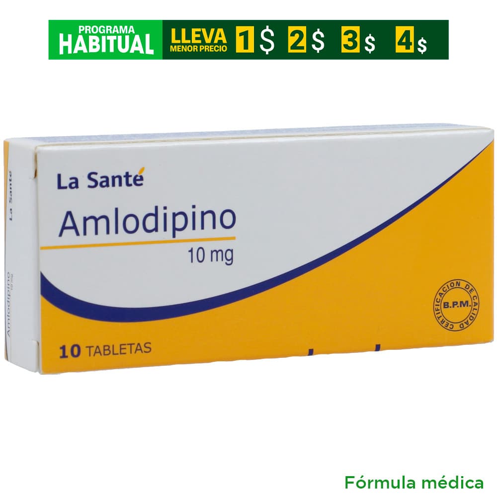 Amlodipino Tabletas 10Mg Caja X 10
