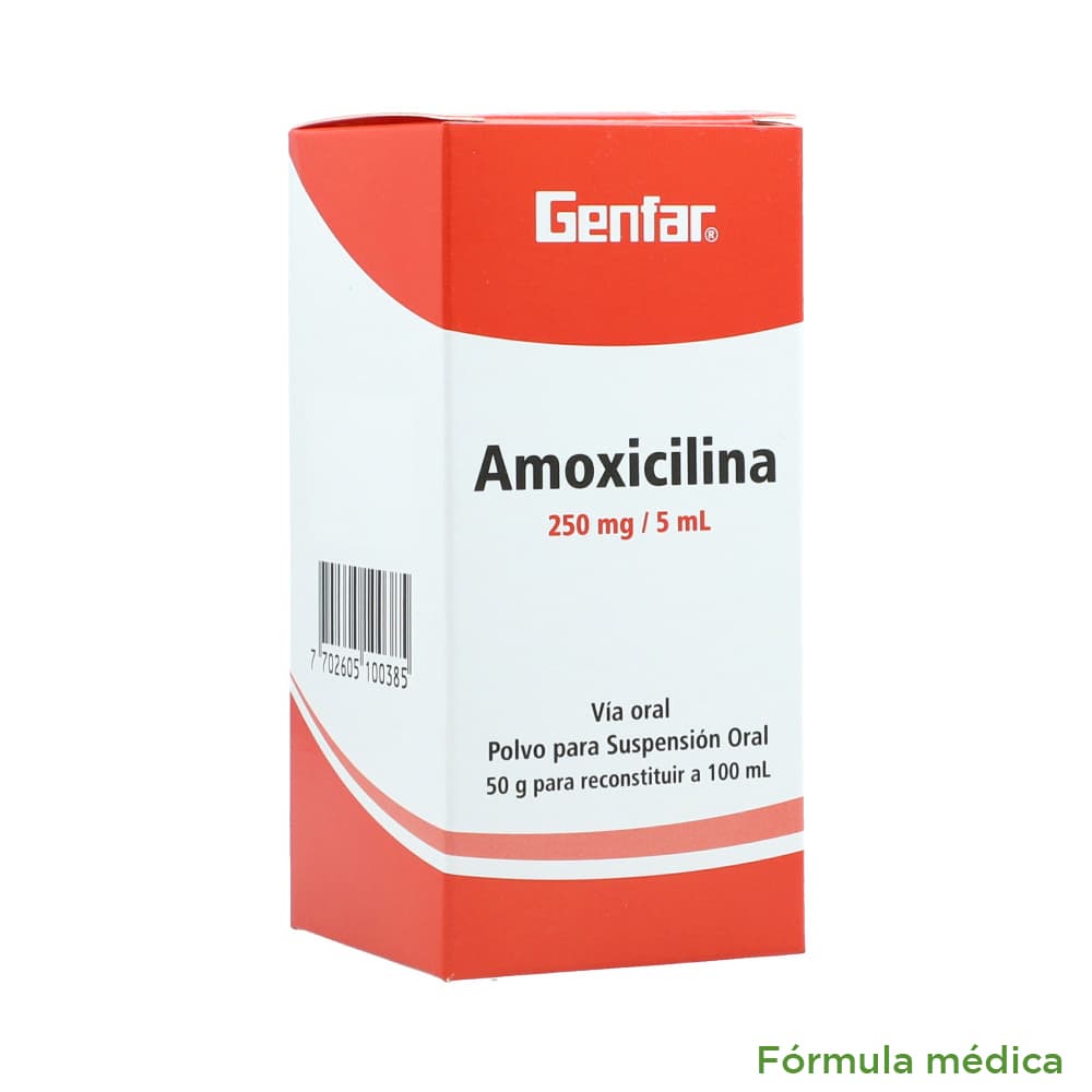 Amoxicilina 250 Mg/5 Ml(5%) Polvo Suspensión Oral Frasco X 100 Ml