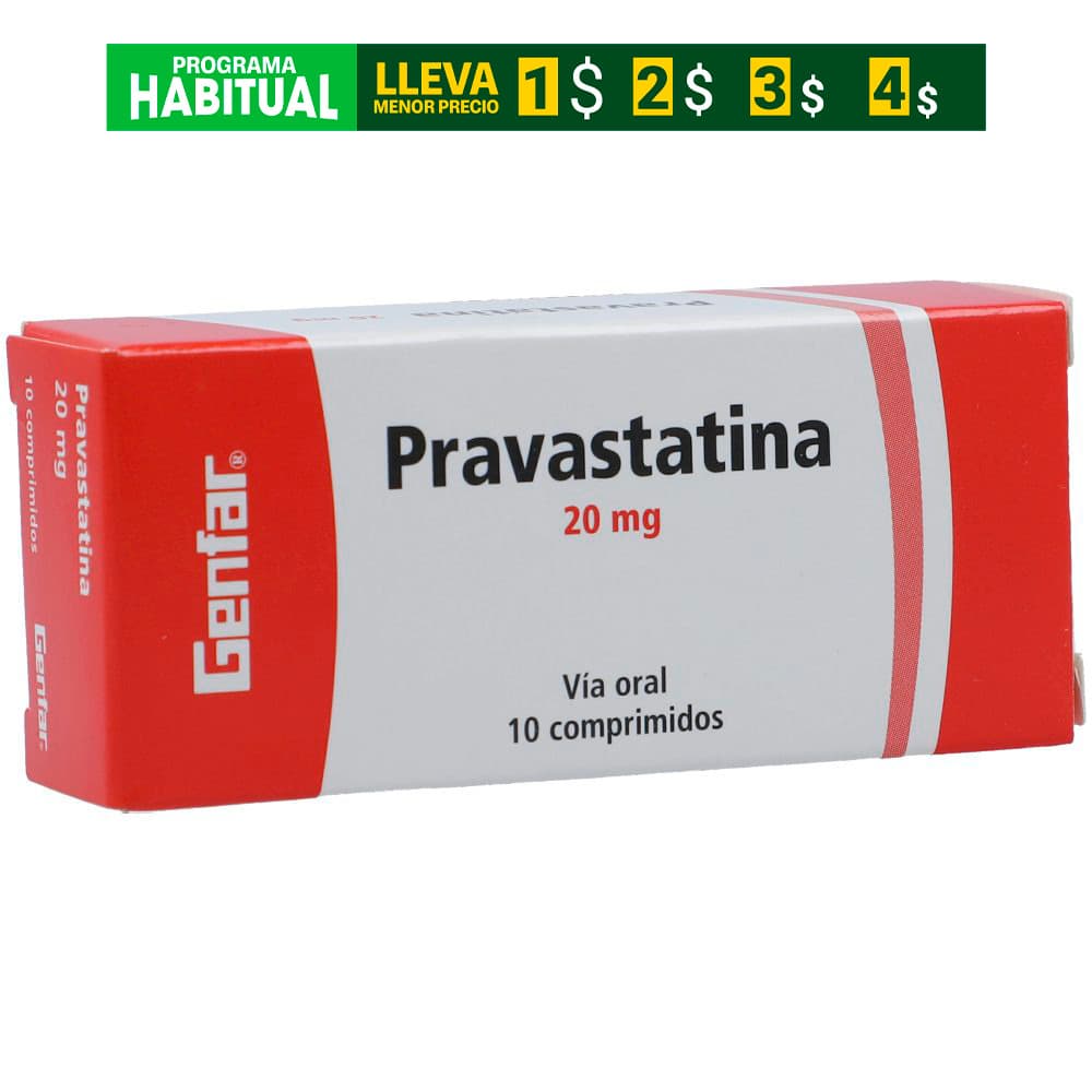 Pravastatina Genfar 20Mg Caja X 10 Tabletas