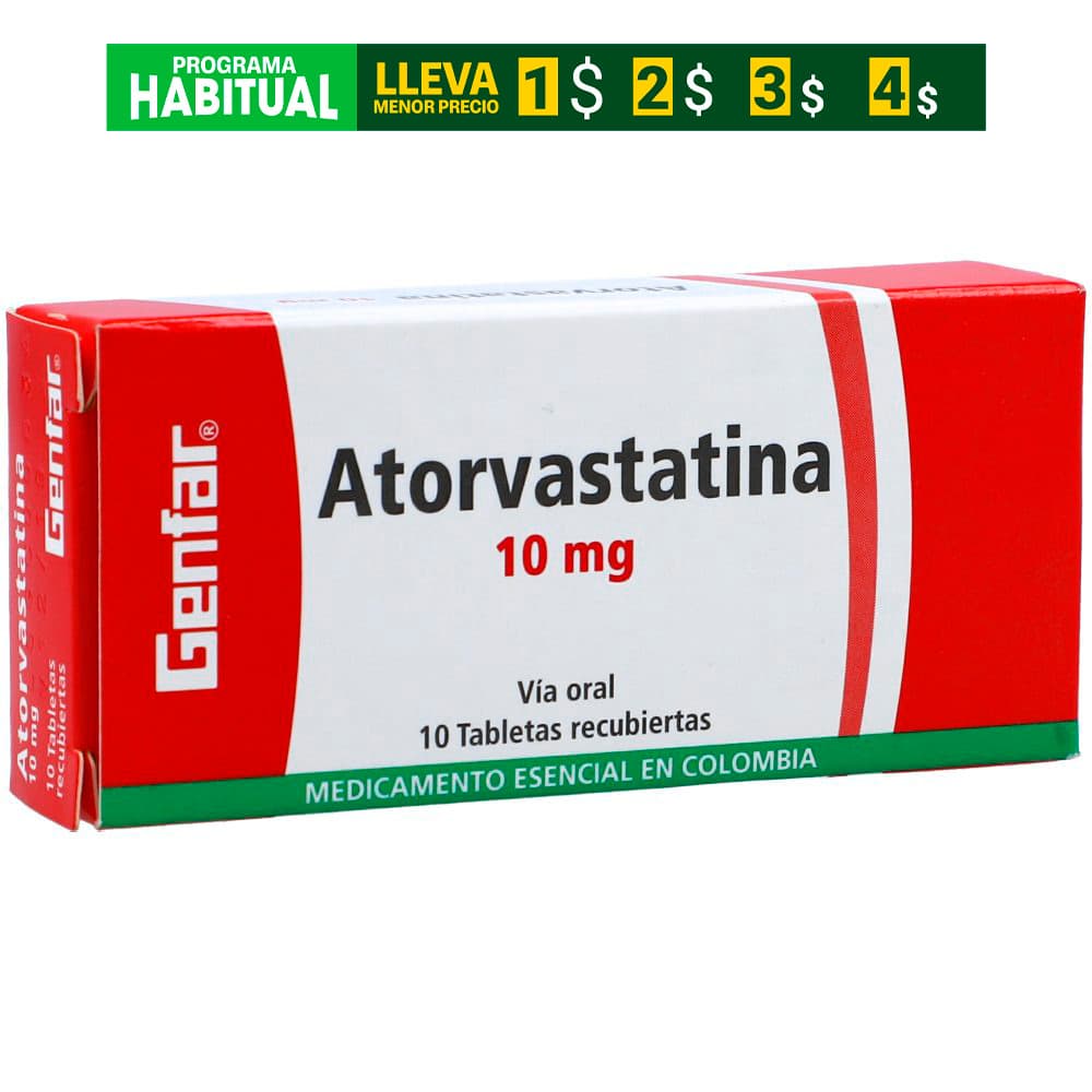 Atorvastatina Tabletas Recubiertas 10Mg Caja X 10