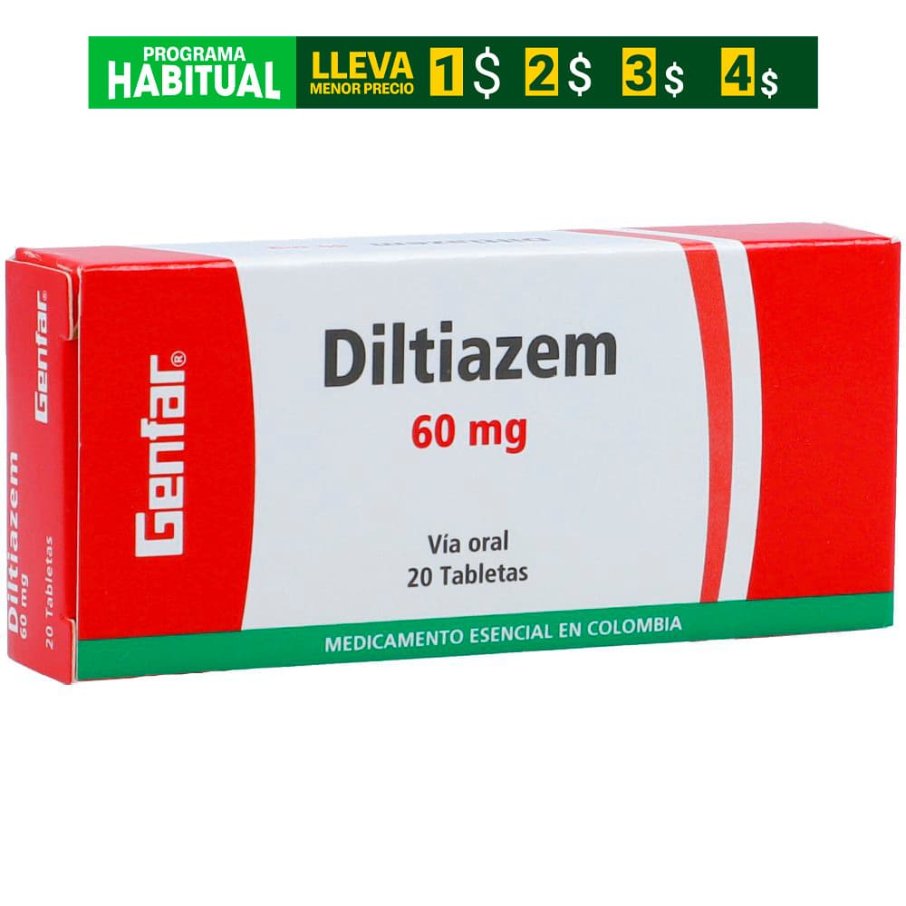 Diltiazem Tabletas 60Mg Caja X 20