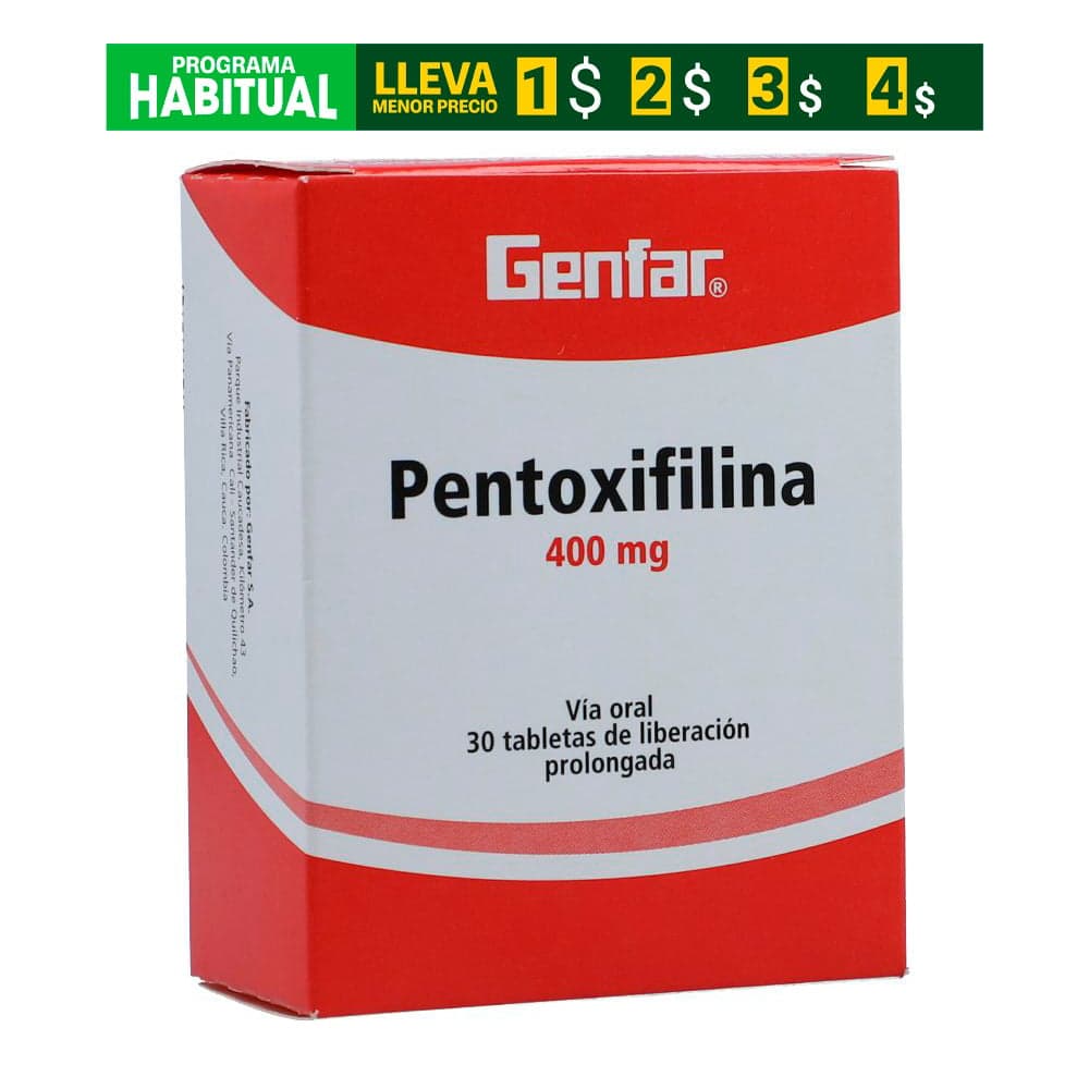 Pentoxifilina Genfar 400Mg Caja X 30 Tabletas De Liberación Prolongada