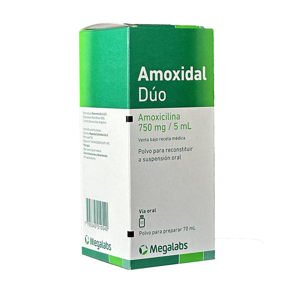 Amoxidal Duo 750Mg/5Ml Suspensión Oral Frasco X 70Ml