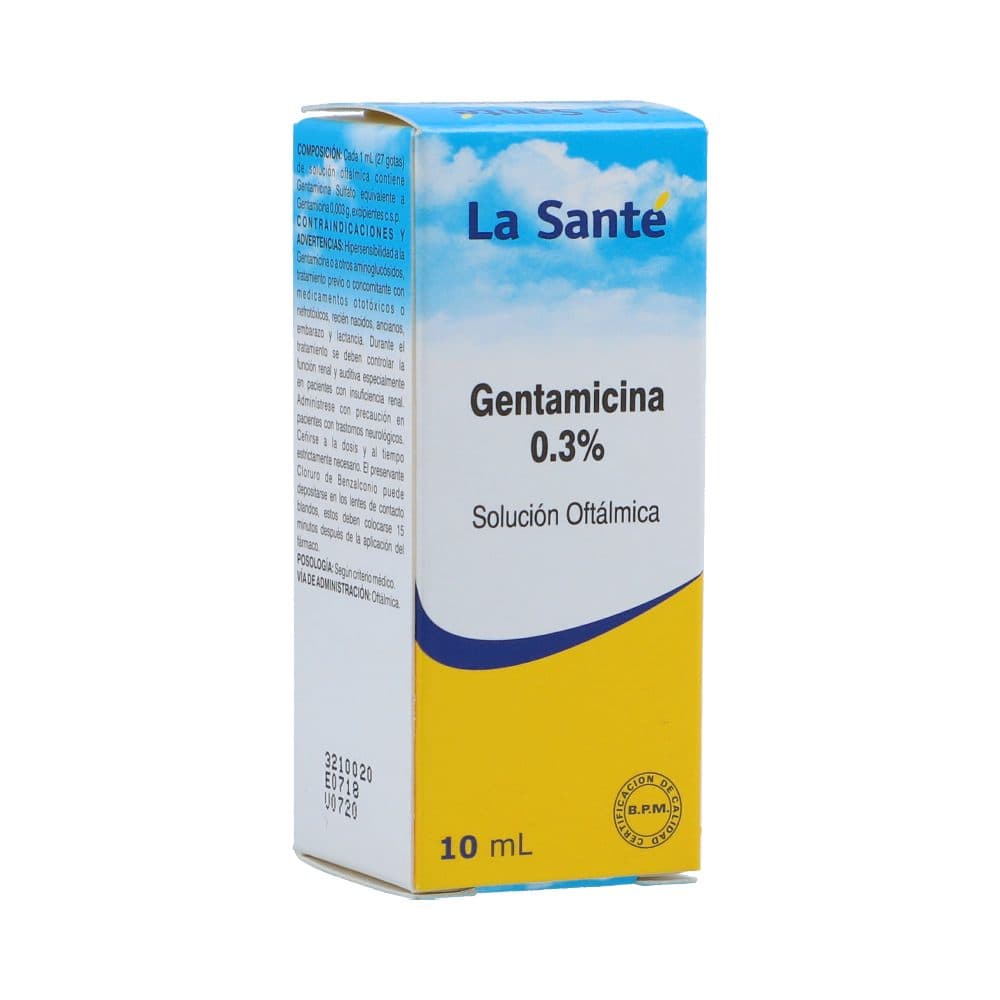 Gentamicina 3Mg/Ml Solución Oftalmica La Santé Frasco X 10 Ml