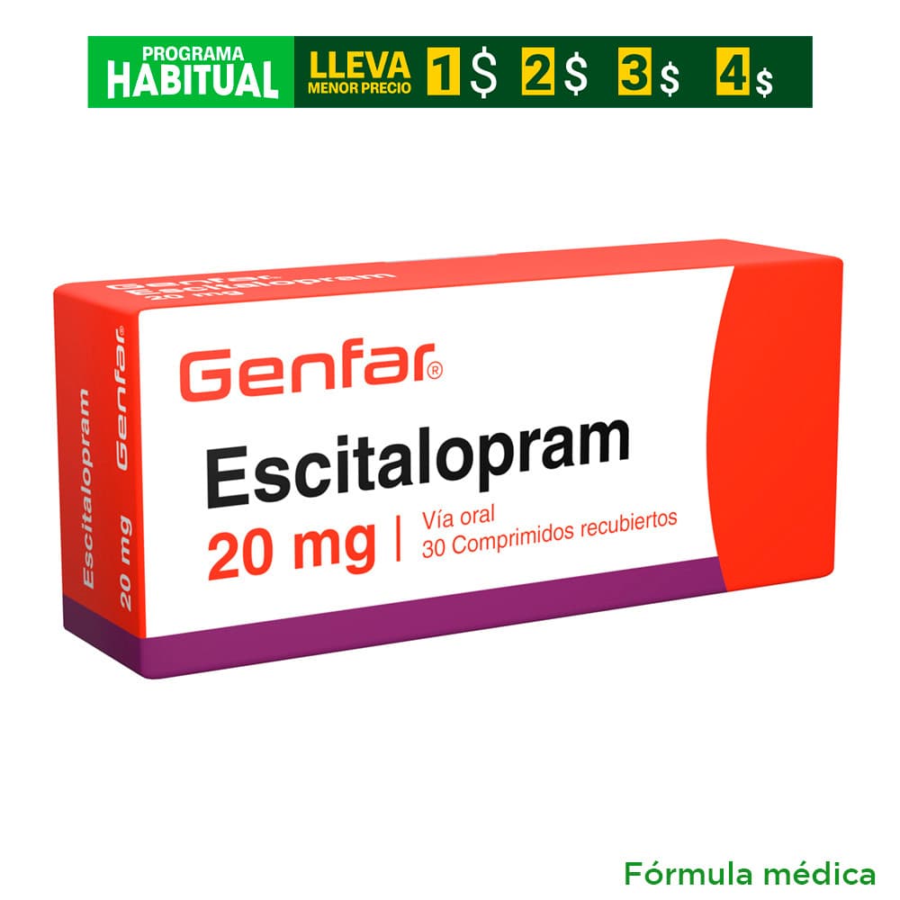 Escitalopram 20Mg Tabletas Recubiertas Caja X 30 Genfar