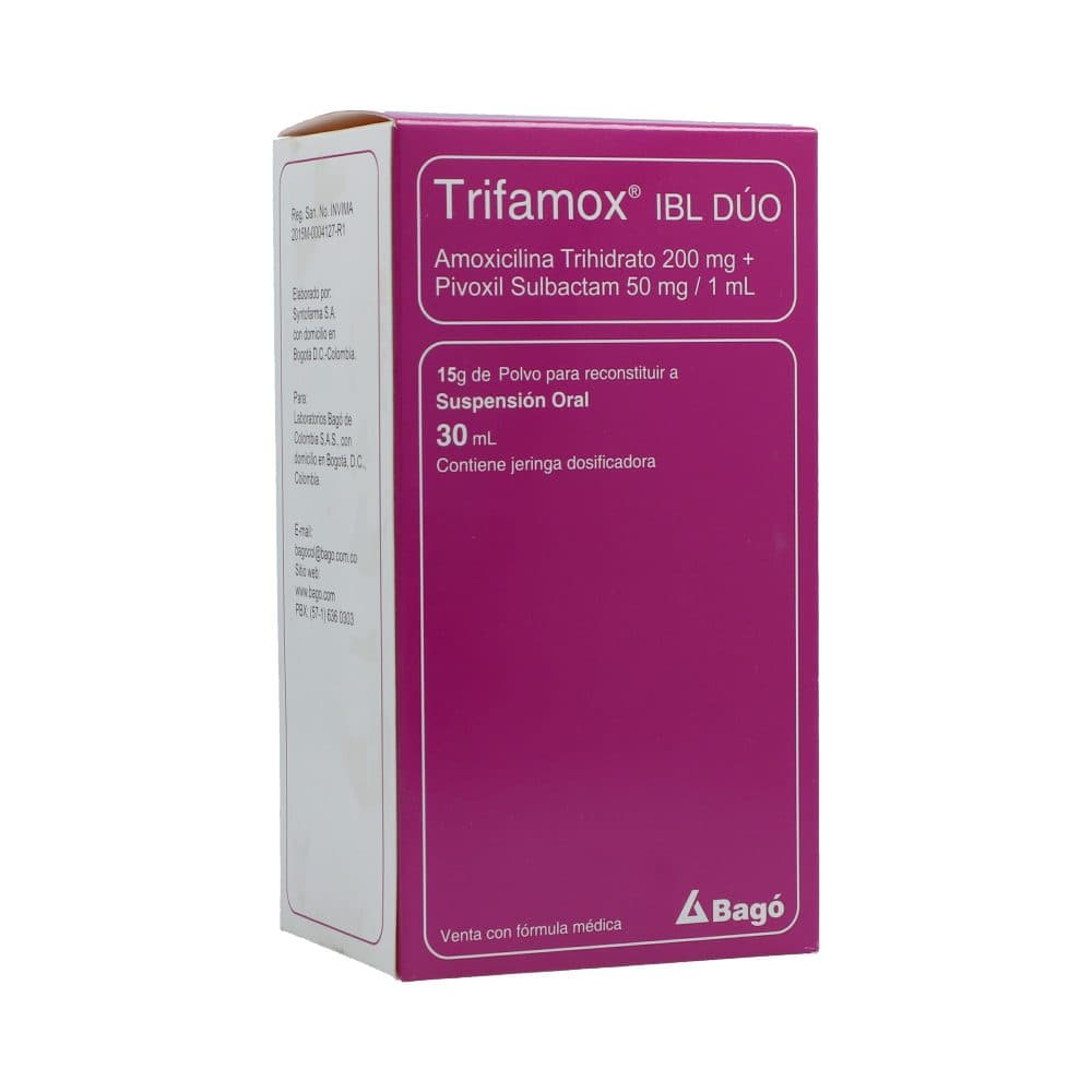 Trifamox Ibl Duo (1000+250)Mg/5Ml(20+5)% Polvo Suspensión Oral Frasco X 30Ml