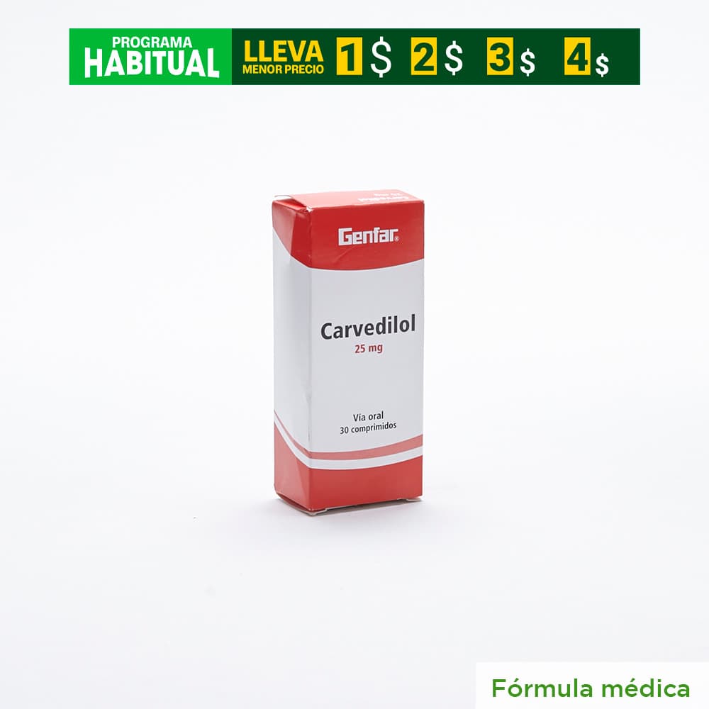Carvedilol 25Mg Tabletas Caja X 30