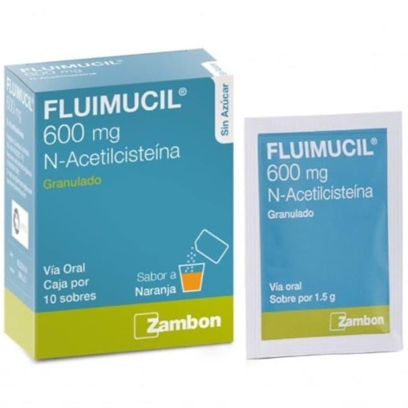 Fluimucil Granulado Sabor A Naranja 600 Mg Caja · 10 Sobres
