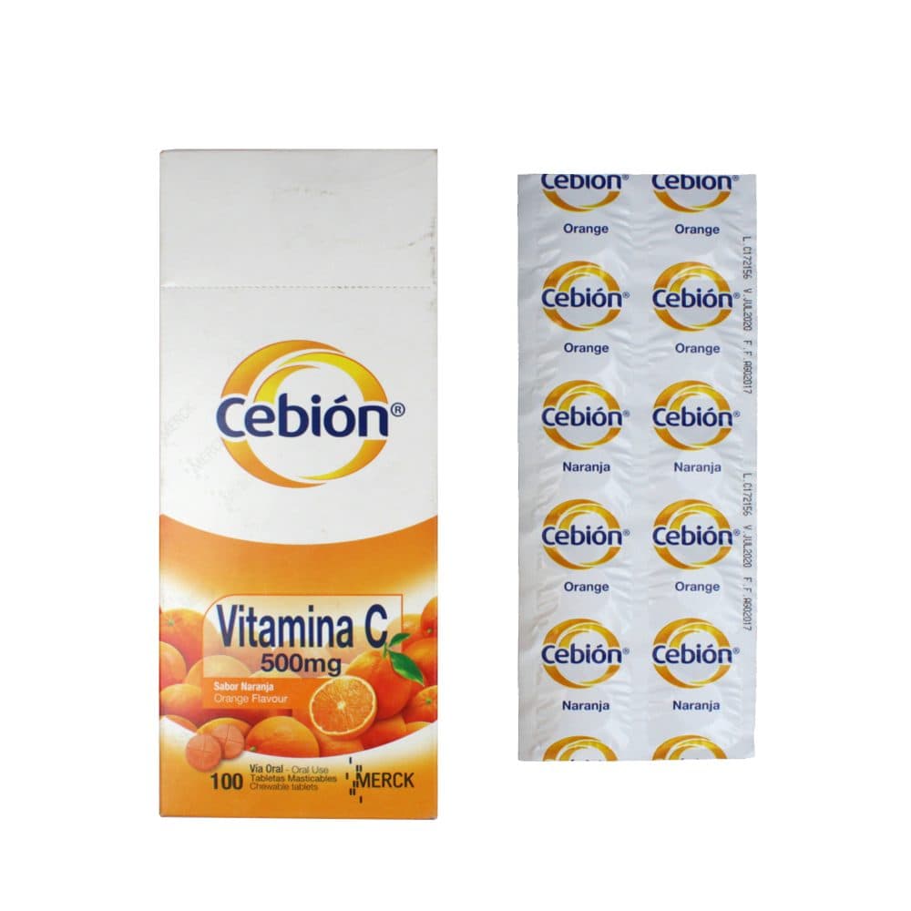Cebión Tabletas Masticables Sabor A Naranja 500Mg Blister X 10