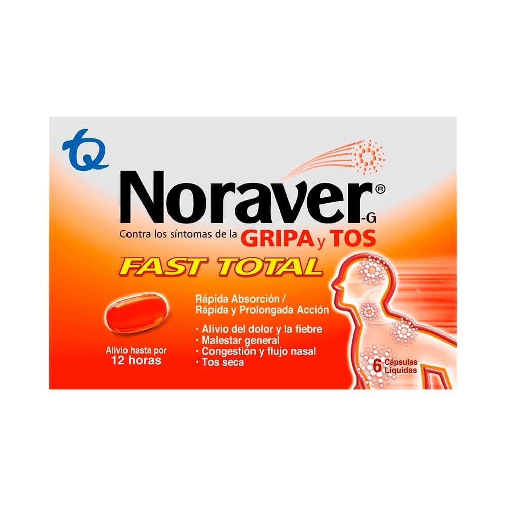 Noraver Fast Total para Gripa y Tos 6 Cápsulas Blandas