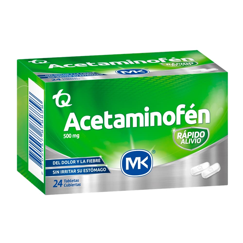 Acetaminofén Rápido Y Eficaz Tabletas Cubiertas 500Mg Caja X 24