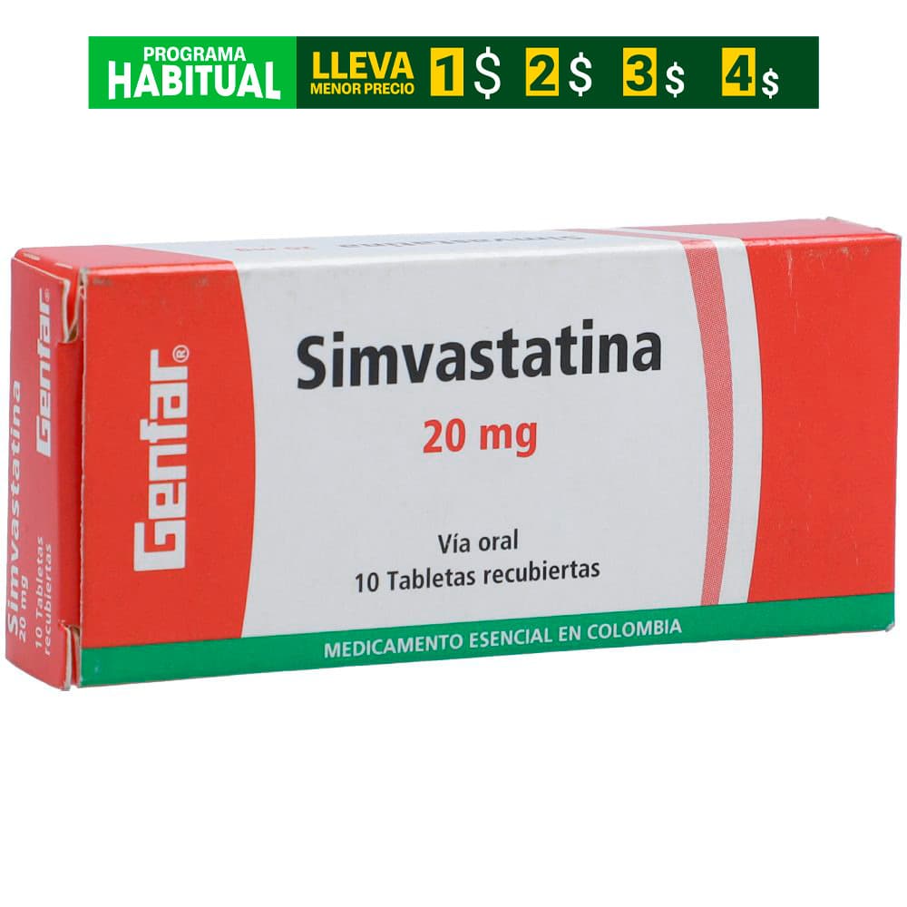 Simvastatina Genfar 20Mg Caja X 10 Tabletas