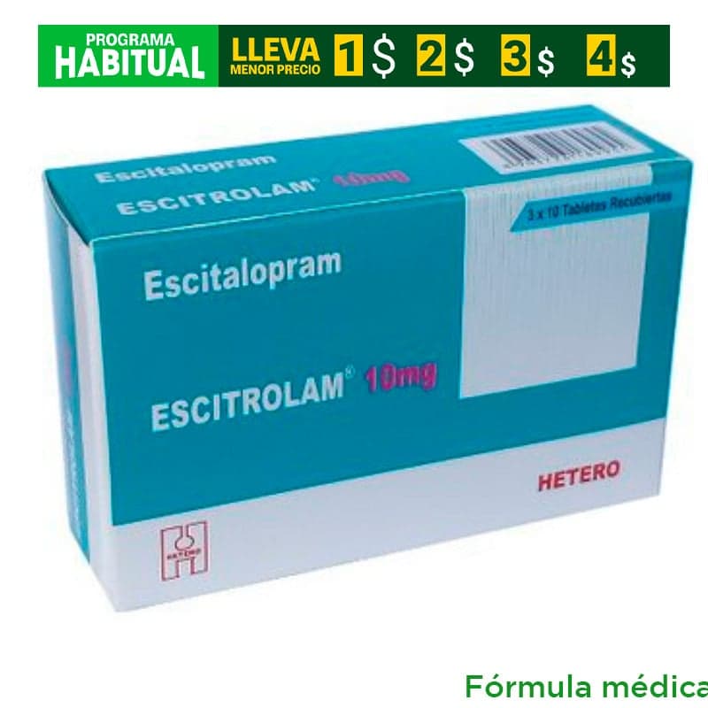 Escitrolam 10Mg Tabletas Recubiertas Caja X 30