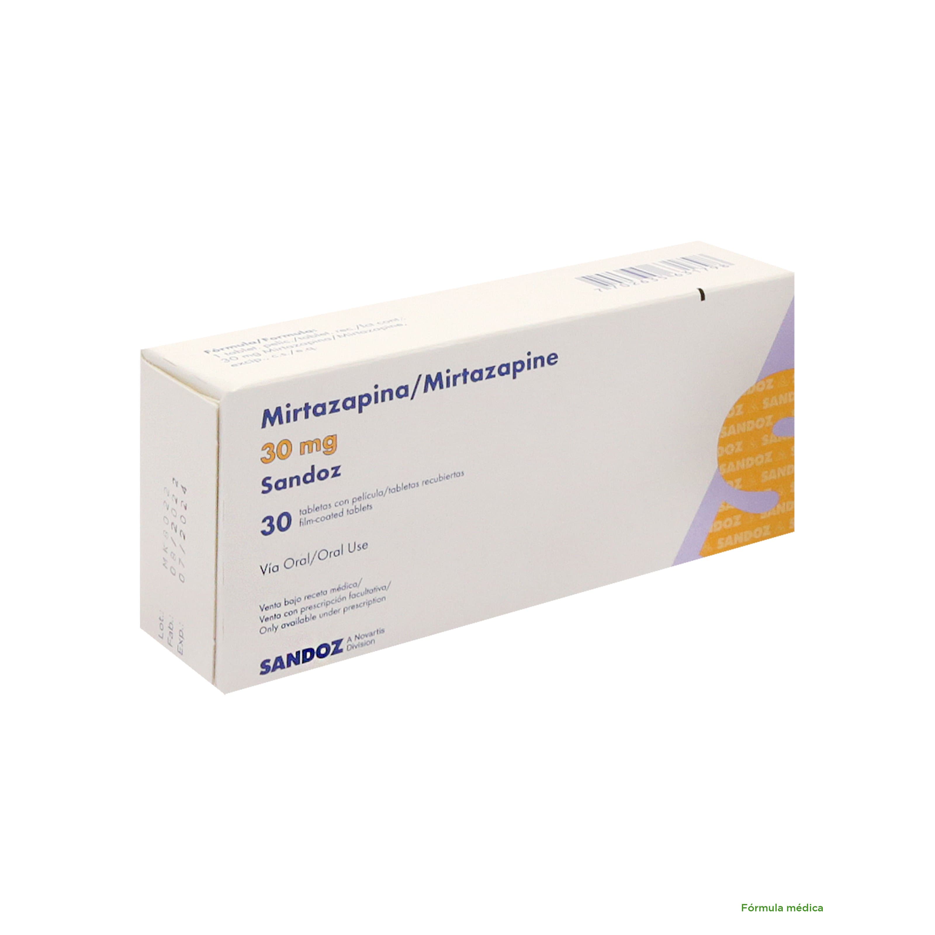 Mirtazapina 30Mg Tabletas Recubiertas Caja X 30 Sandoz