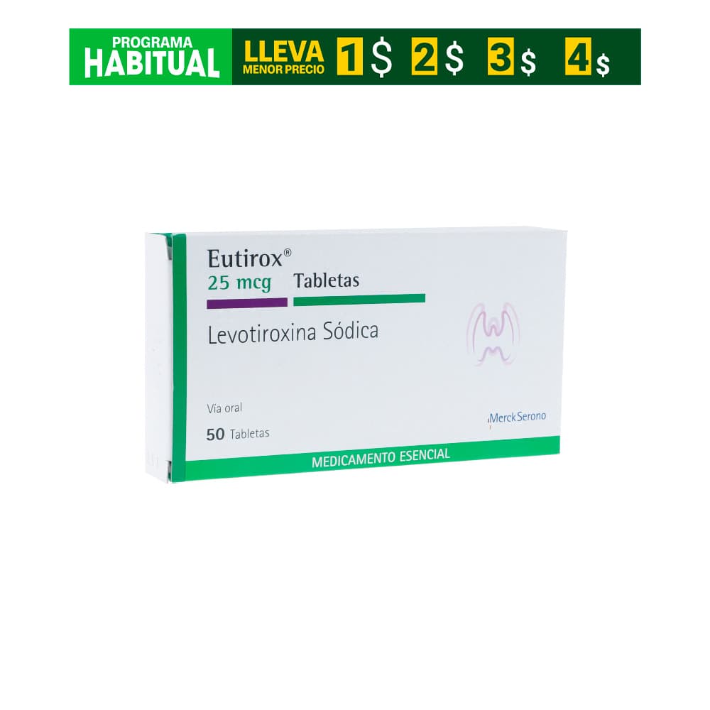 Eutirox 25Mcg Caja X 50 Tabletas