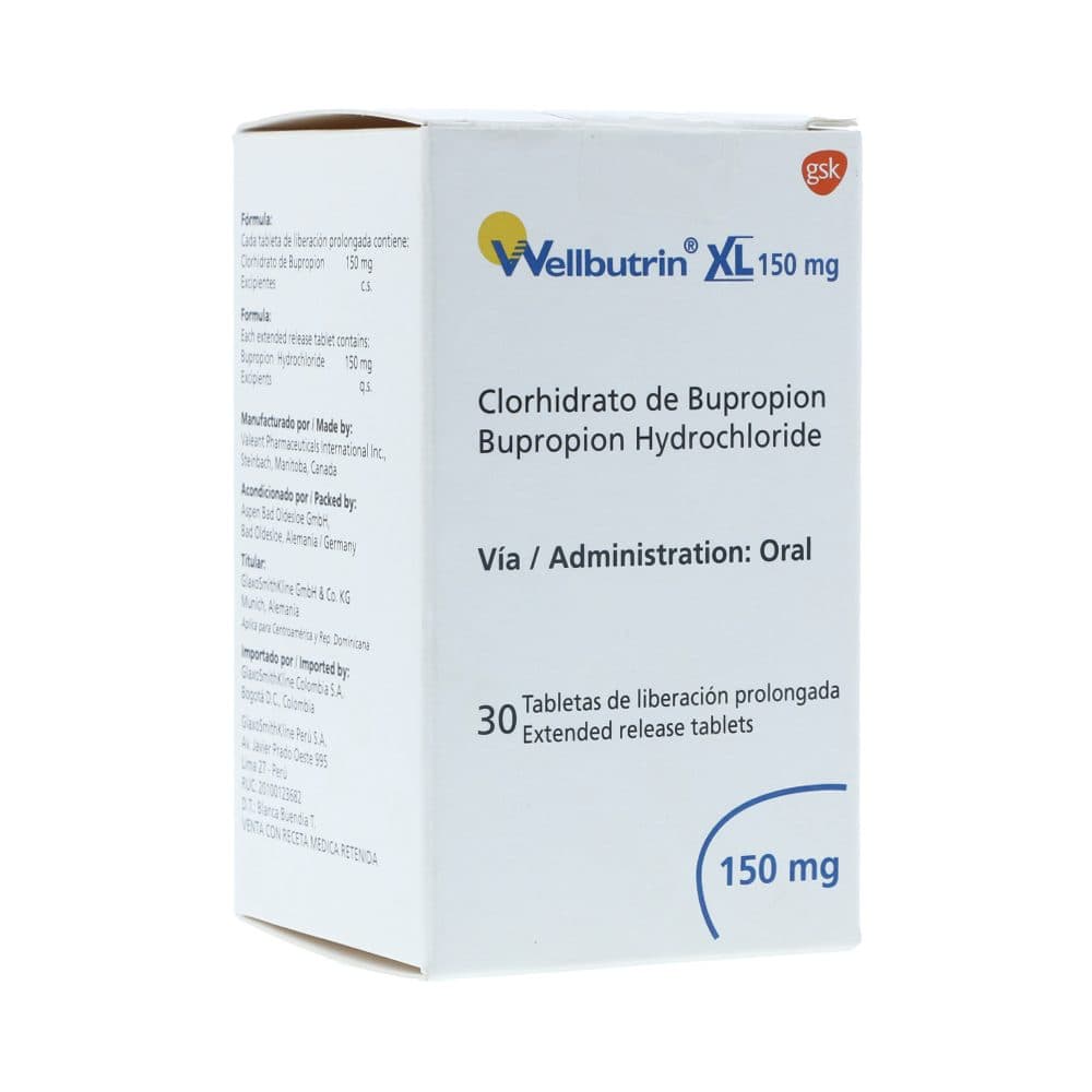 Wellbutrin Xl Tabletas Liberación Prolongada 150Mg Frasco X 30