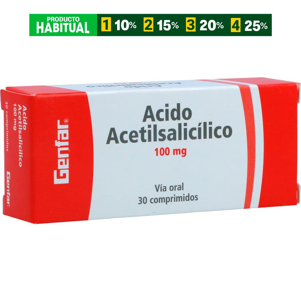 Acido Acetilsalicílico Tabletas 100Mg Caja X 30