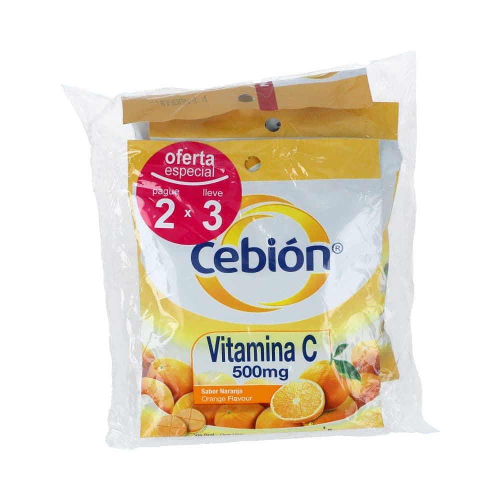 Cebión Pague 2 Lleve 3 500Mg Tableta Masticable Paquete X 1 Naranja