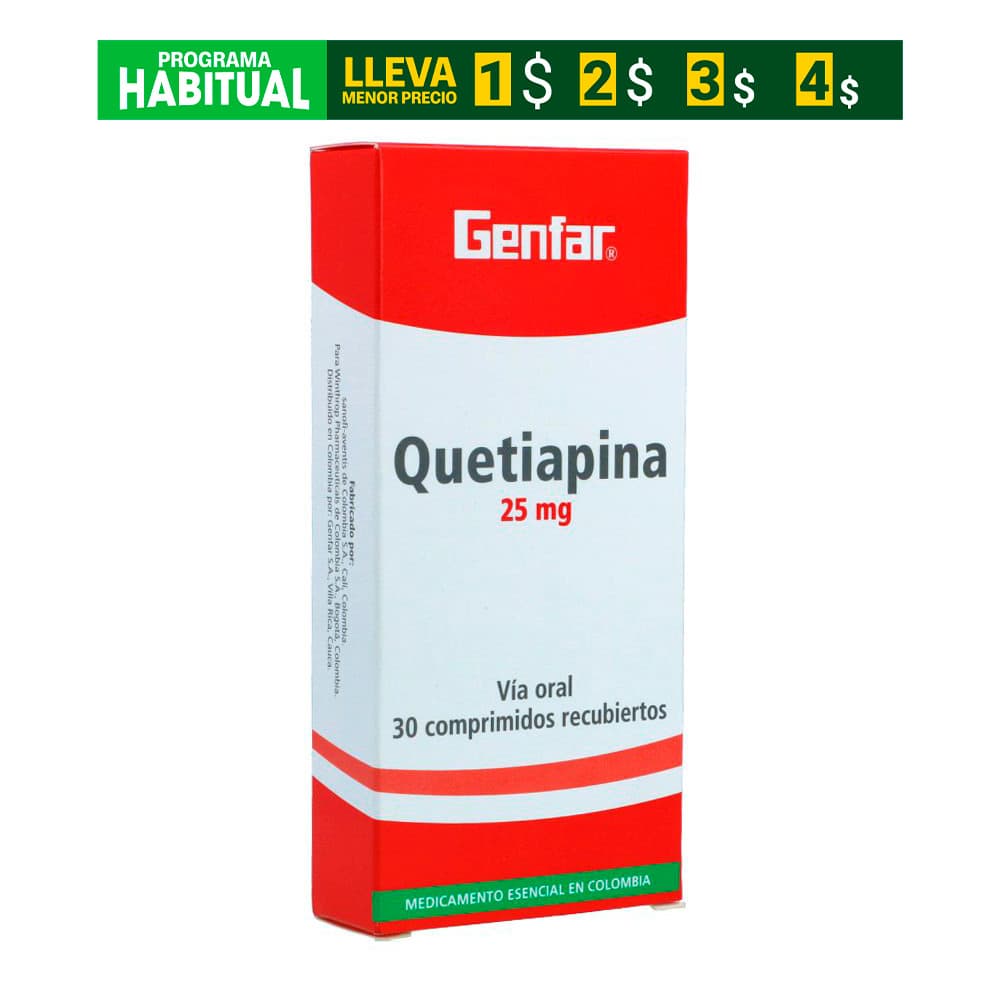 Quetiapina Tabletas 25Mg Caja X 30