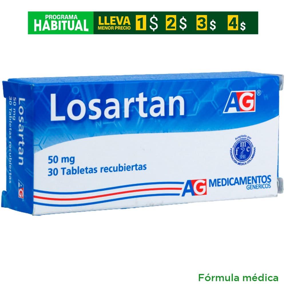 Losartan Tabletas Recubiertas 50Mg Caja X 30