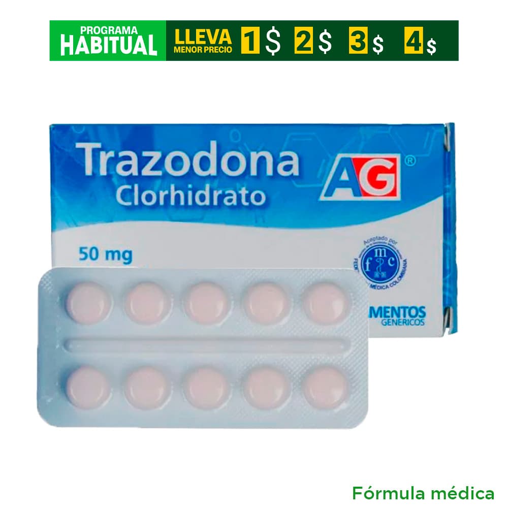 Trazodona Clorhidrato 50Mg Tabletas Amer Gen Blister Por 10