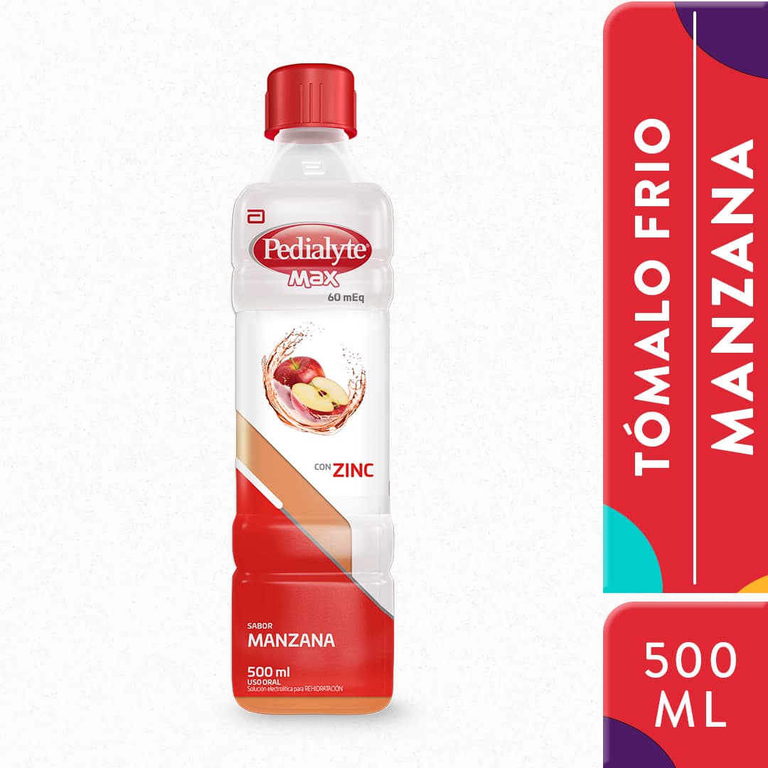 Suero Oral Pedialyte Max 60 con Zinc Sabor Manzana 500 ml