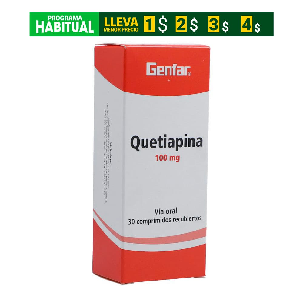 Quetiapina Tabletas Recubiertas 100Mg Caja X 30