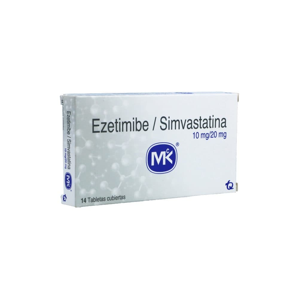 Ezetimibe/Simvastatina 10Mg+20Mg Caja X 14 Tabletas Cubiertas
