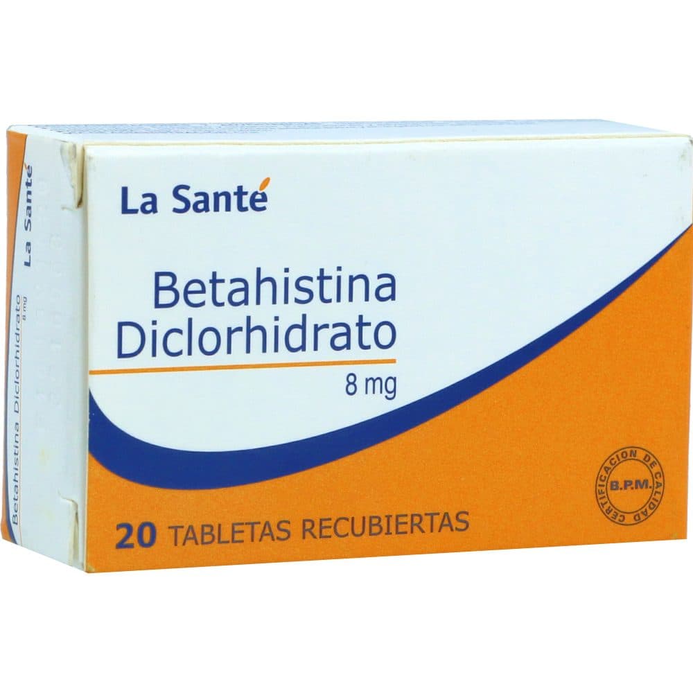 Betahistina Diclorhidrato Tabletas Recubiertas 8Mg Caja X 20
