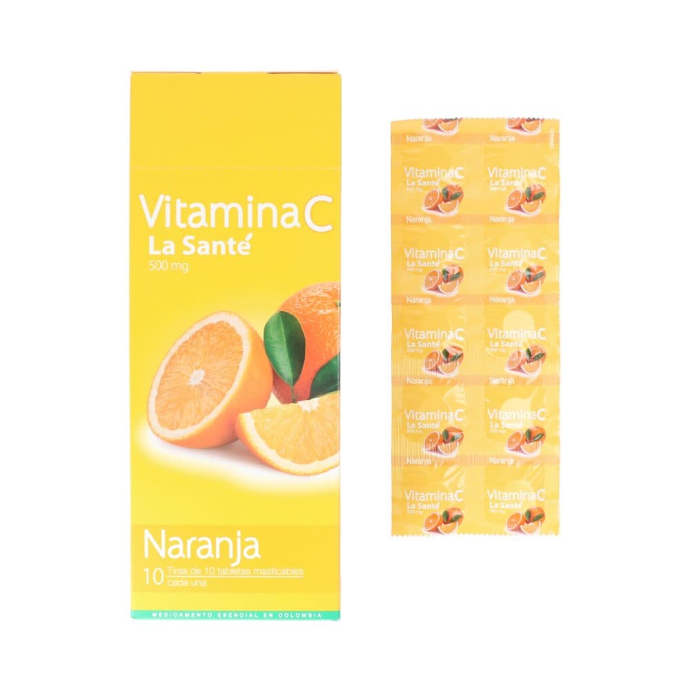 Vitamina C La Santé 500Mg Blister X 10 - Tabletas Masticables Sabor A Naranja
