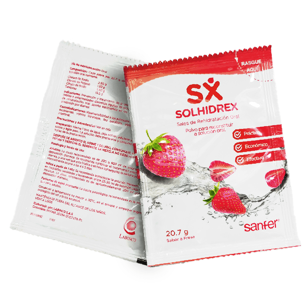Suero Solhidrex Fórmula OMS Sabor Fresa 30 Sobres de 20,7 g