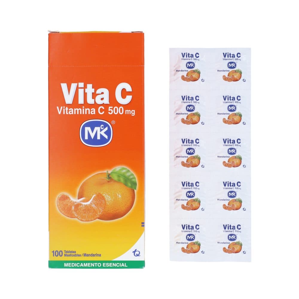 Vitamina C Mk Tabletas Masticables Sabor Mandarina 500Mg Blister X 10