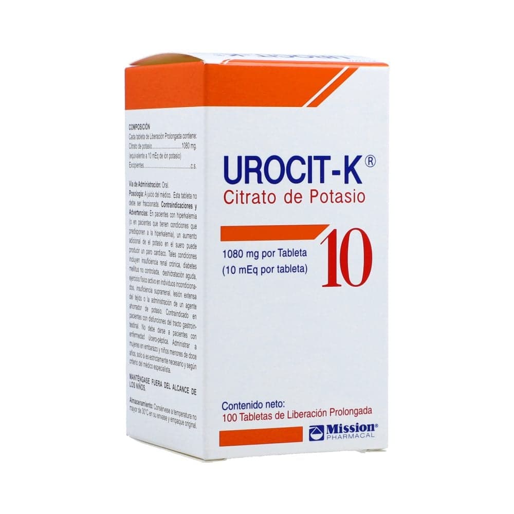 Urocit-K Citrato De Potasio Tableta Liberación Prolongada (10Meq) 1080Mg Frasco X 100
