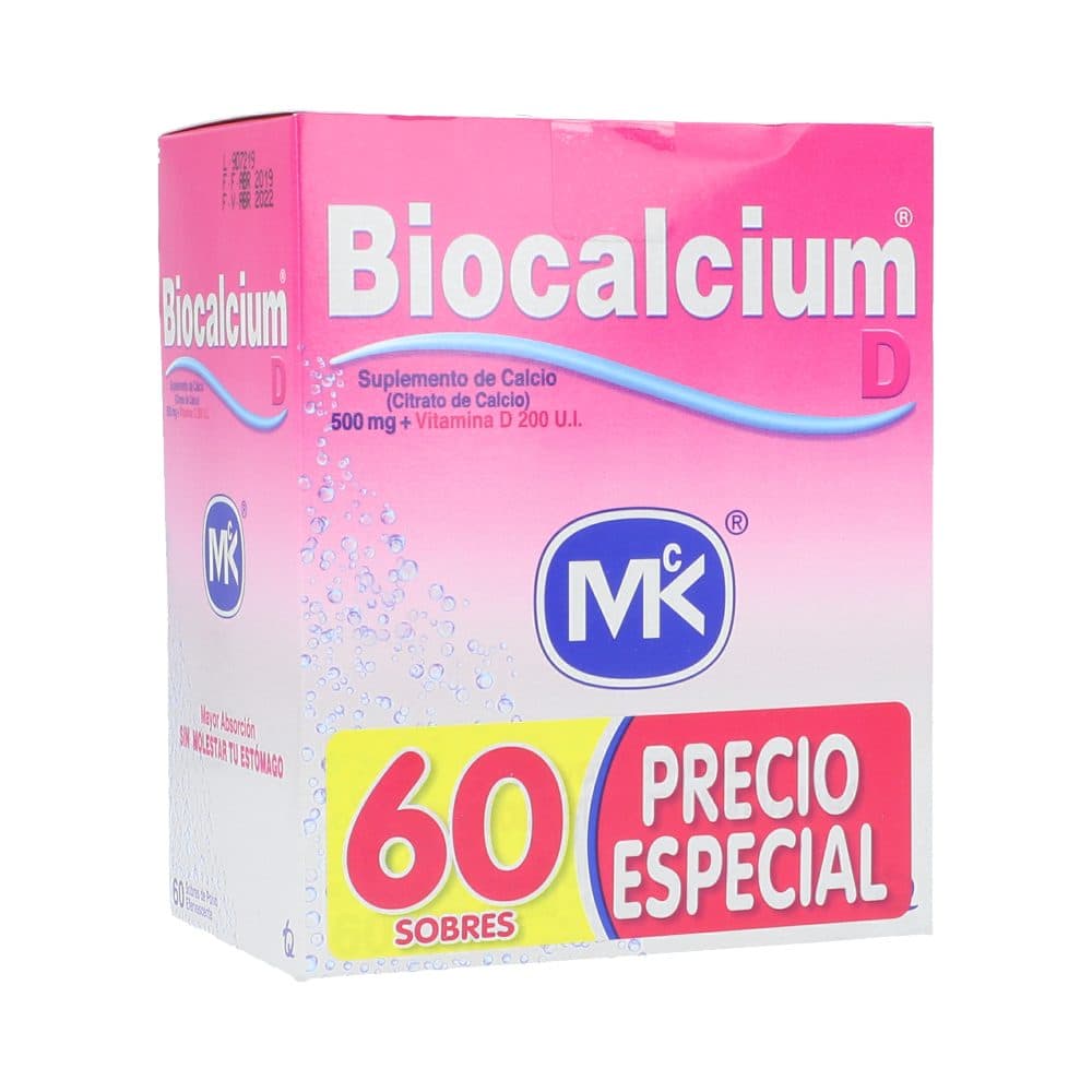 Promo Biocalcium D Sobre Polvo Efervescente (500 Mg+200 Ui) Caja X 60 Sobres