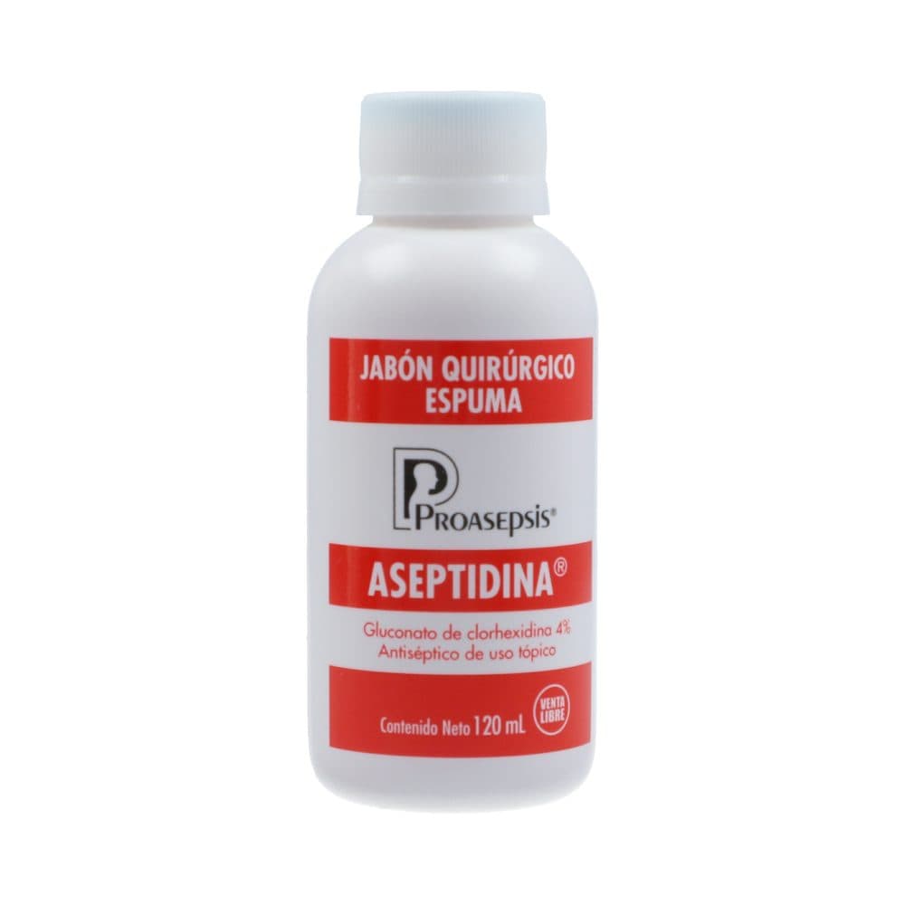 Jabón Quirúrgico Espuma Aseptidina Solución Tópica 4% Frasco X 120 Ml