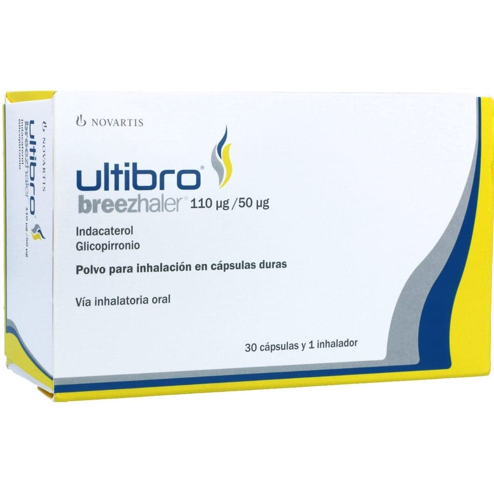 Ultibro Breezhaler Polvo Para Inhalar En Cápsulas Duras (110+50)Mcg(85+43)Mcg Caja X 30 +Inhalador