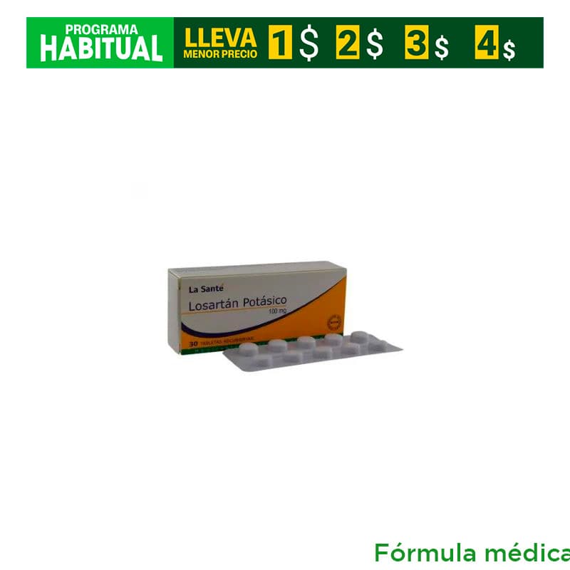 Losartan Potasico 100Mg Tabletas Recubiertas Caja X 30 La Sante