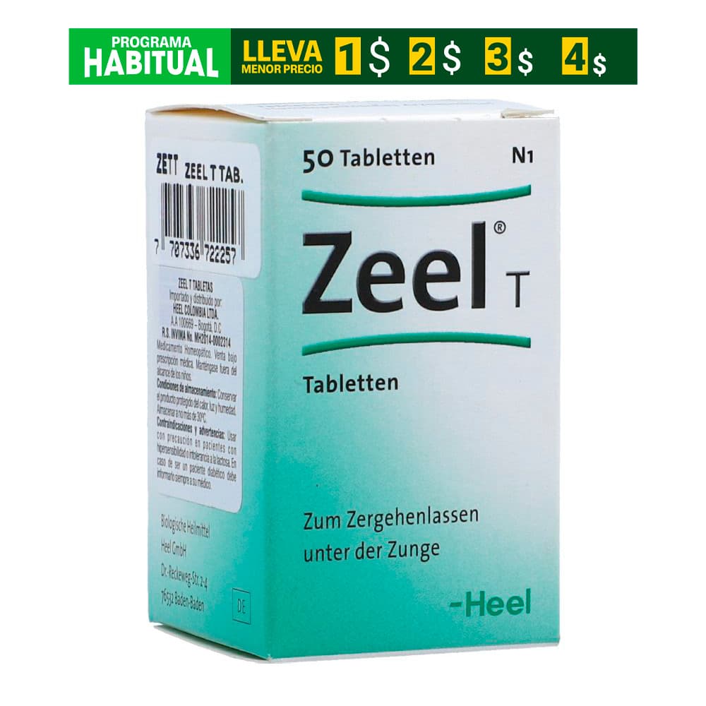Zeel T Tabletas Frasco X 50