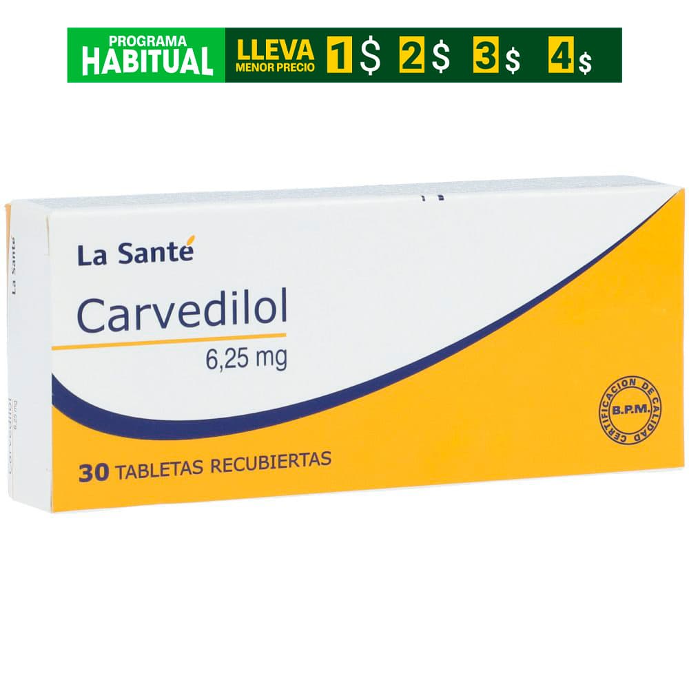Carvedilol Tabletas Recubiertas 6,25Mg Caja X 30
