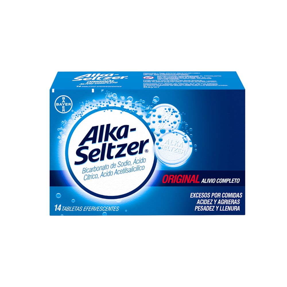 Alka Seltzer (324+1000+1976) mg 14 Tabletas Efervescentes