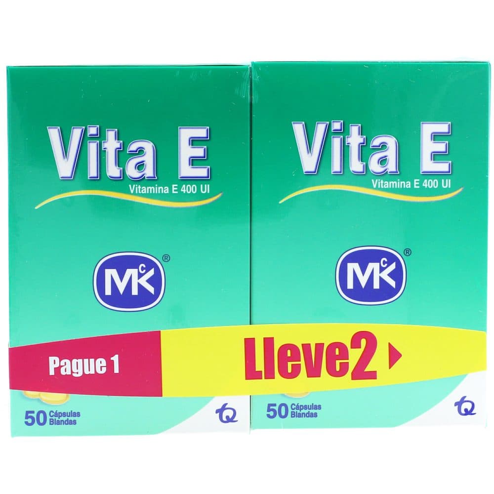 Promo Vita E 400Ui Paquete X 2 Frascos X 50 Cápsulas Blandas