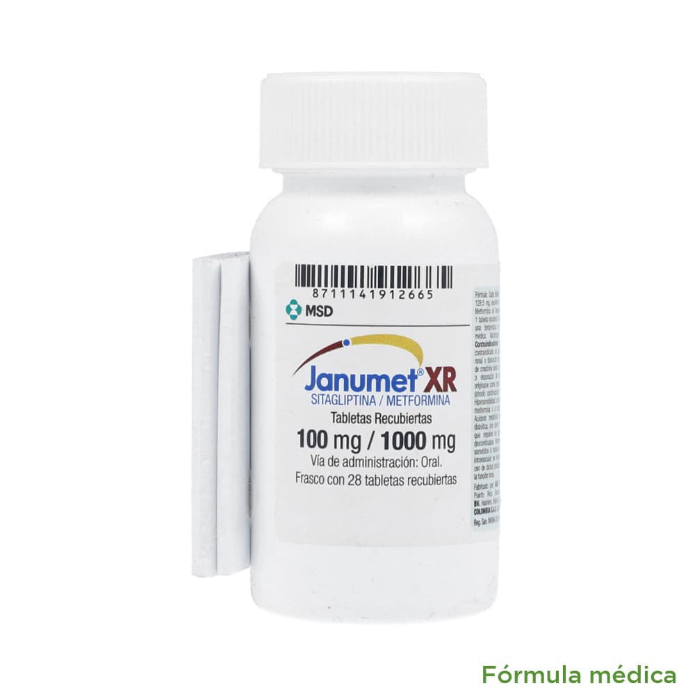 Janumet Xr Tabletas Liberación Prolongada (1000+100)Mg Frasco X 28